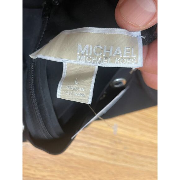 Michael Kors Women's Dress Sheath Knee Length Polyester Grommet MockNeck L Black - Picture 6 of 10